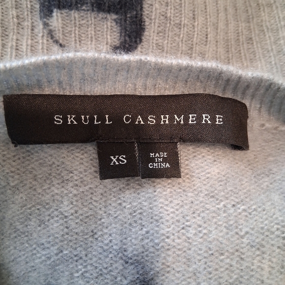 Skull Cashmere Taliah print 100% Cashmere Crewneck Grey Sweater Size XS - Picture 3 of 8